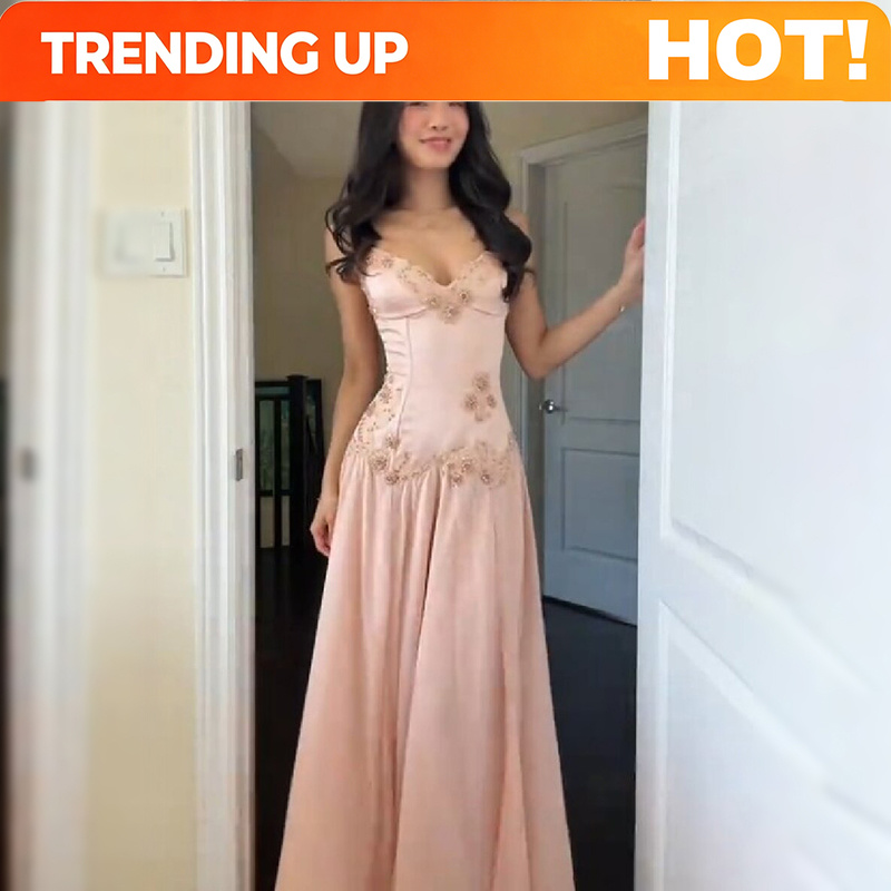 Luxury Lifestyle - Elegant V-Neck Pink Strapless Maxi Dress